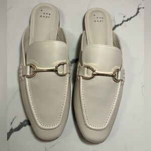 a new day Cream Mules with Gold Accent
